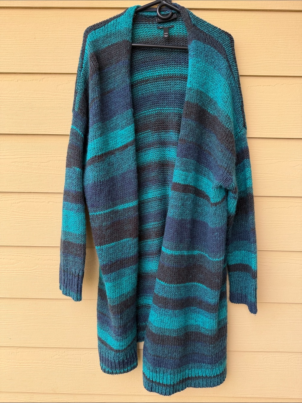 Lane Bryant Premium Italian Yarn Wool Blend Striped  Lagen Look Duster Cardigan